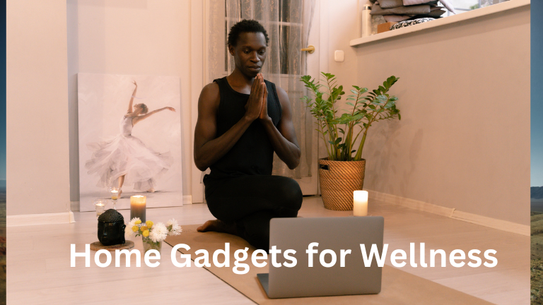 Man Preparing for Meditation with Home Gadgets for Wellness