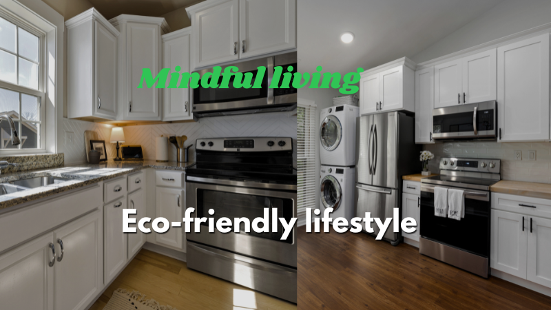 Eco-friendly home gadgets in a modern kitchen with energy-efficient appliances and sustainable kitchenware