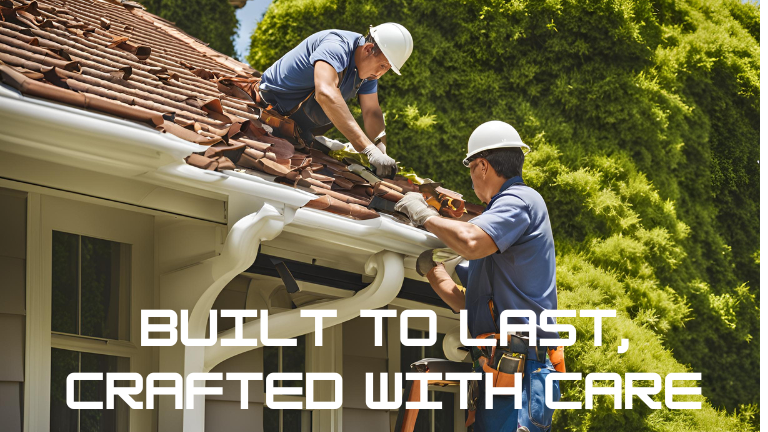 Contractor fixing rainwater drain on roof for seamless gutter installation