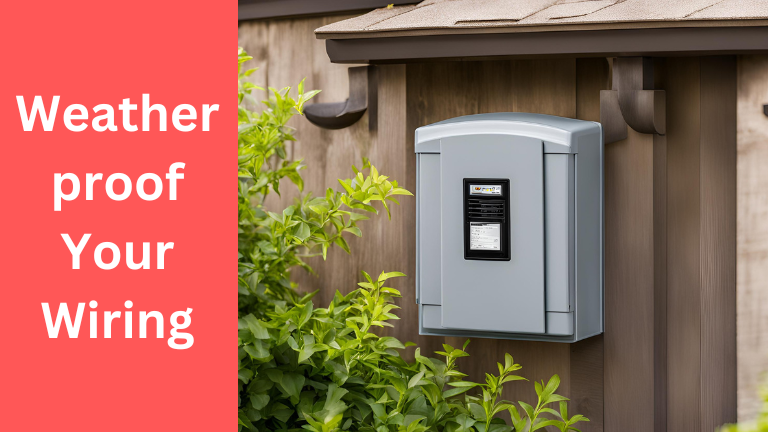 Outdoor electrical box mounted on the exterior of a house