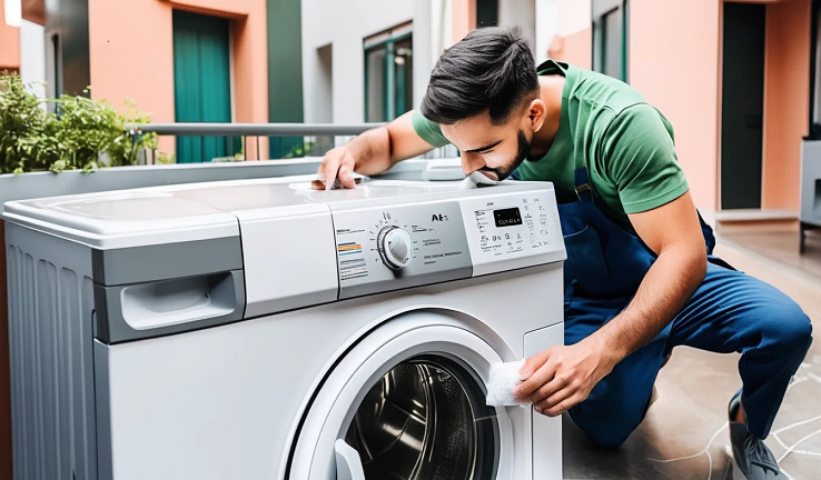 Best Washing Machine Repair Tips: A man is Troubleshoot his washing machine